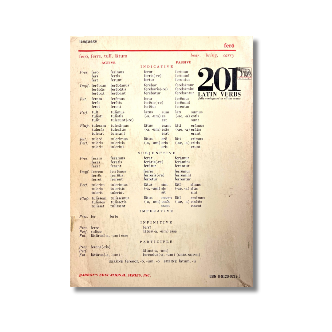 201 Latin verbs fully conjugated in all the tenses