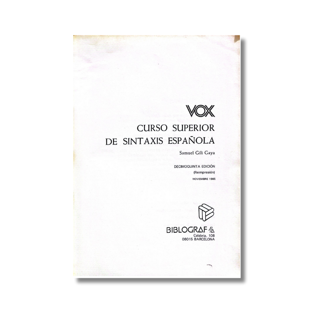 Curso superior de sintaxis española