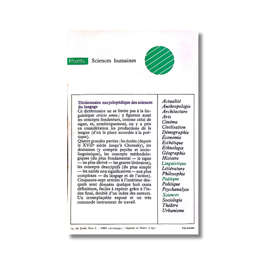 Dicctionnaire encyclopédique des sciences du langage