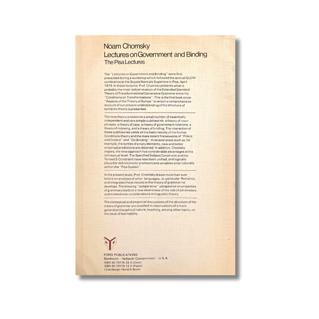 Lectures on government and binding