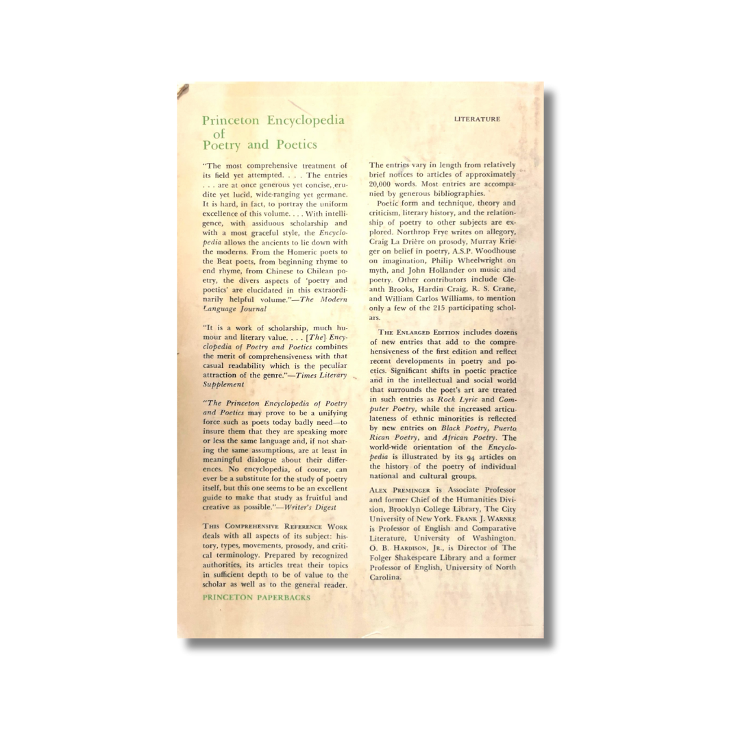Princeton encyclopedia of poetry and poetics