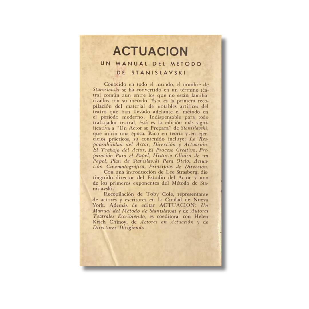 Actuación Un Manual de metodo de Stanislavski