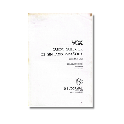 Curso superior de sintaxis española