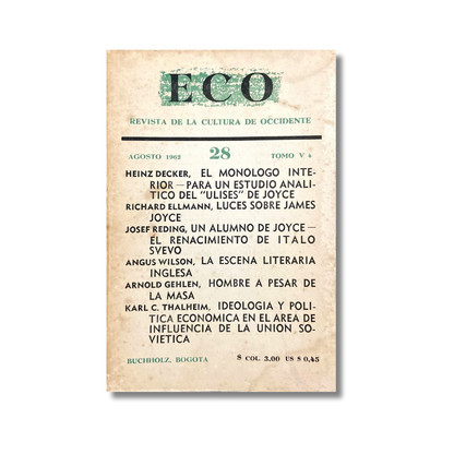 Eco. Revista de Cultura de Occidente (agosto, 1962)